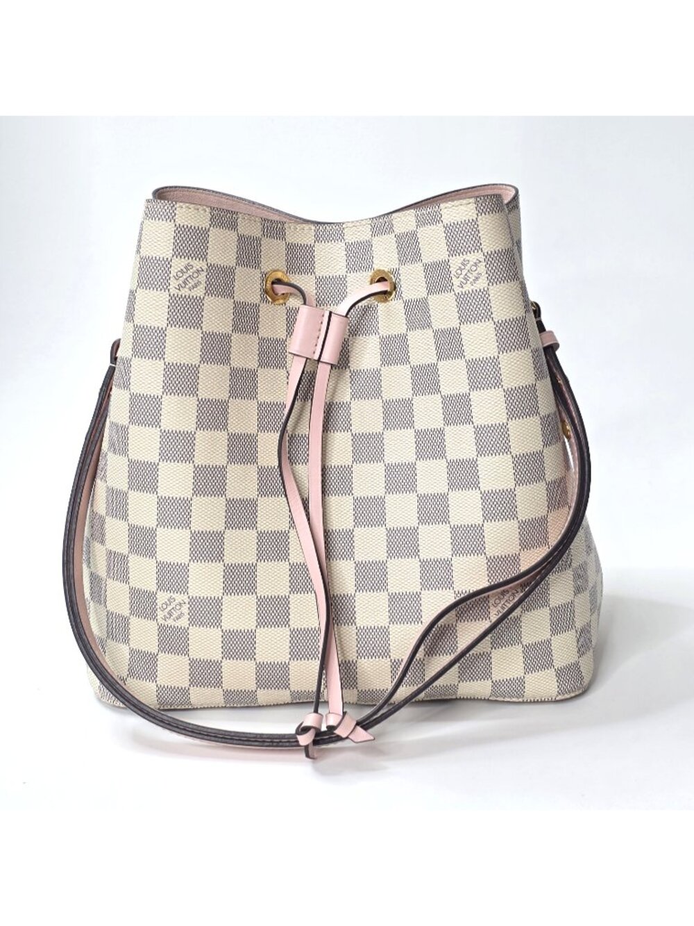 LOUIS VUITTON Noe Damier Azur Pink Rose Ballerine Shoulder Bucket Tote Bag